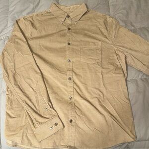 Express Men's Tan Corduroy Button-Down Shirt